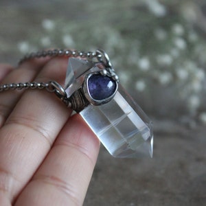 Tanzanite And Small Double Terminated Clear Quartz Crystal • One Of A Kind • Boho Style • Metalwork • Healing Crystal