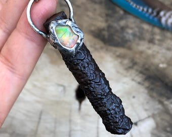 Egyptian Black Diamond Quartz Necklace • Rare Stone • Prophecy Stone • Unisex • Talisman • One Of A Kind • Metalwork • Nature Inspired