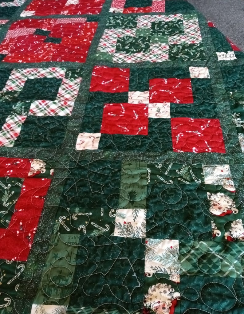 Christmas Handmade Patchwork Quilt With Flannel Backing - Etsy
