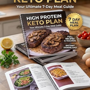 High Protein Keto Meal Plan for Weight Loss | 7 Day Keto Diet Plan PDF | Easy Low Carb Recipes for Beginners | Printable Cookbook
