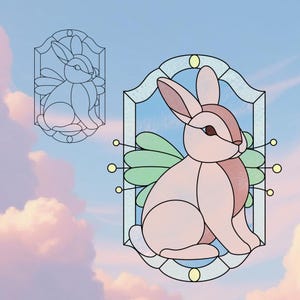Spring Rabbit Stained Glass Pattern: Printable PDF Digital Download, Easy to Intermediate Difficulty