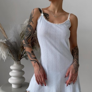 Camisón corto de algodón rosa - Ropa de dormir acogedora y coqueta - Regalo perfecto para ella Azul