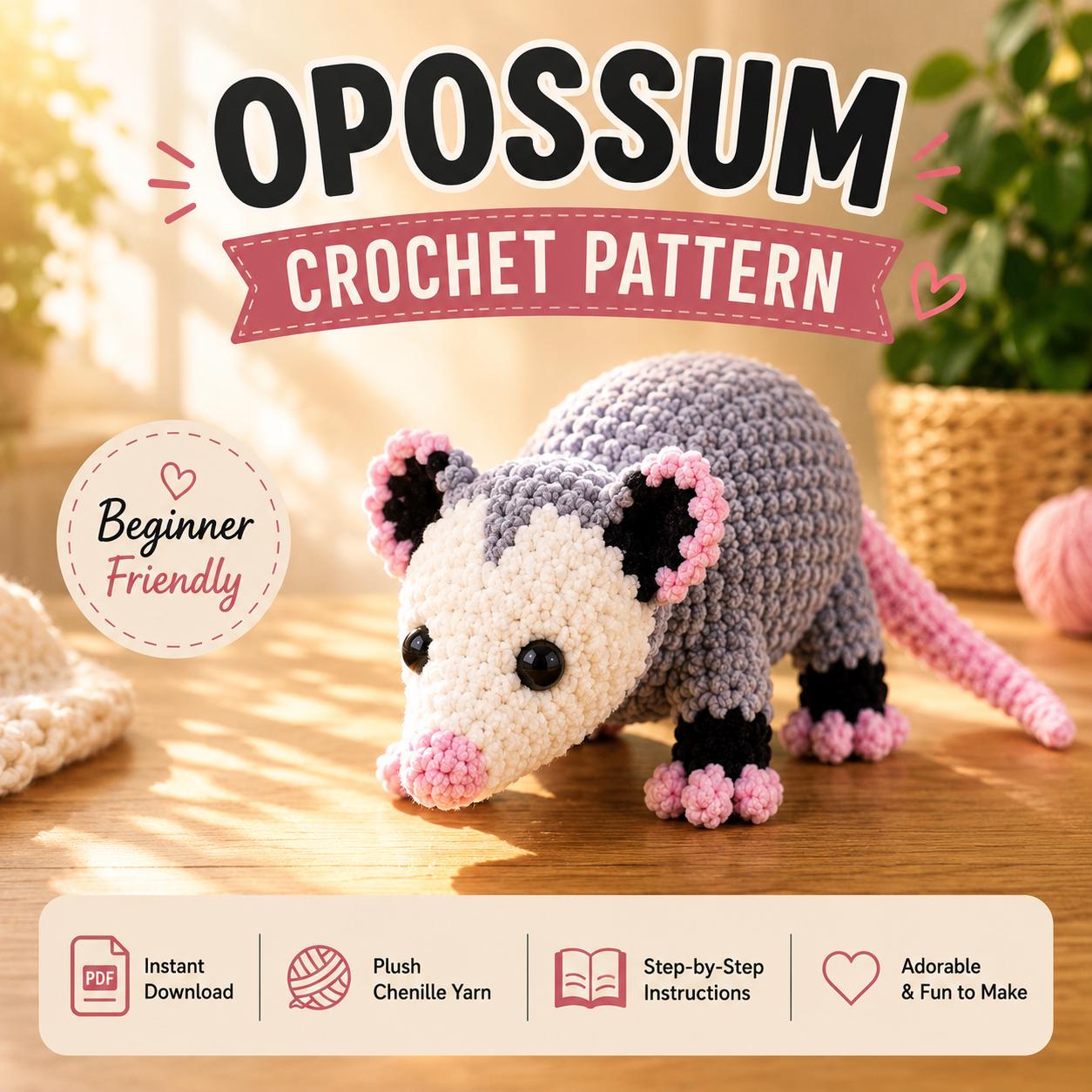 39 Opossum Crochet Patterns for Cute, Quirky Amigurumi Projects 36 Opossum Amigurumi Opossum Pattern Woodland Animal Crochet