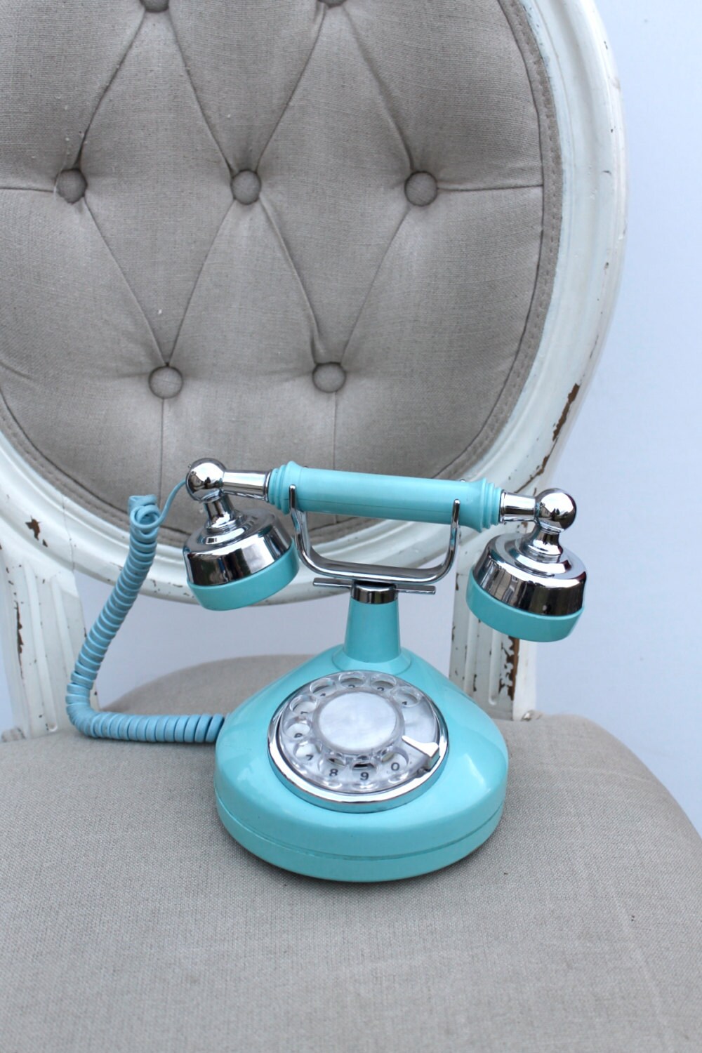 Vintage French Rotary Phone Tiffany Blue Retro Teal and Etsy