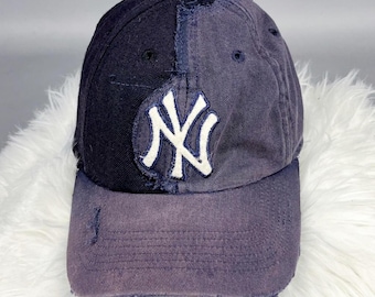 Gorra de béisbol de los Yankees de Nueva York, gorra dividida reconstruida y rediseñada, azul marino y negro.