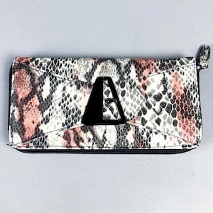 vintage Portefeuille pour femme à imprimé serpent avec boucle en métal et fermoir décoratif