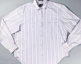 Vintage Striped Button-Up Shirt, Pastel Tones
