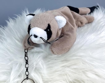 Racoon Bag Charm | Upcycled Small Beanie Baby Keychain | Quirky Accessory
