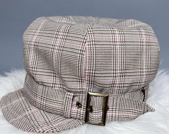 Y2K Newsboy Cap, Women's Plaid Pattern Buckle Accent Hat