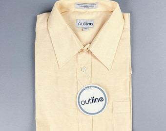 Camisa de traje Oxford de manga corta estilo vintage color melocotón para hombre / Nueva sin usar / Talla grande