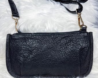 Minimalist Mini Purse, Black Textured Leather Crossbody Mini Bag