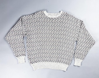 Vintage Knit Sweater | 90's Multicolor Men's Crew Neck Sweater | Size Medium