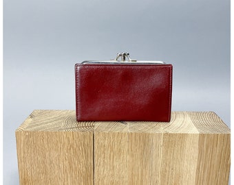 Burgundy Kisslock Wallet | Vintage 80's Wine Red Triple Kiss Lock Small Wallet & Coin Purse In One