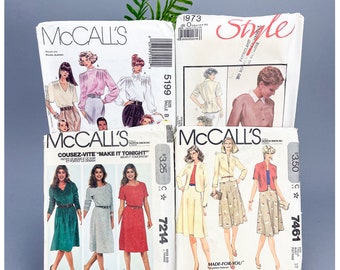 Sewing Pattern Lot | Vintage 80's Batch of Four Sewing Patterns, Uncut, Women's Office Outfits