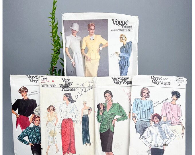 Sewing Pattern Lot | Vintage 80's Batch of Five Vogue Sewing Patterns ...