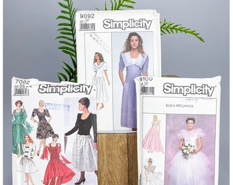 Sewing Pattern Lot | Vintage 80's 90's Batch of Three Uncut Sewing Patterns | Women's Dresses