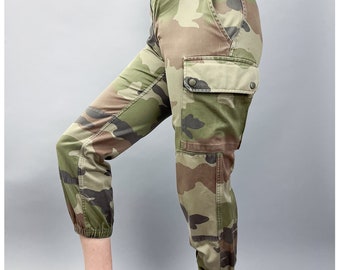 Pantalon militaire vintage | Pantalon cargo camouflage pour femme | Petite taille