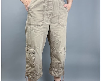 Capri Cargo Pants | Vintage 90's Light Brown Women's Three Quarter Pants | Size Small