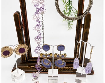 Vintage Jewelry Lot | Bundle of Vintage Necklace, Earrings & Bracelet | Six Pieces  | Purple and Gold Theme