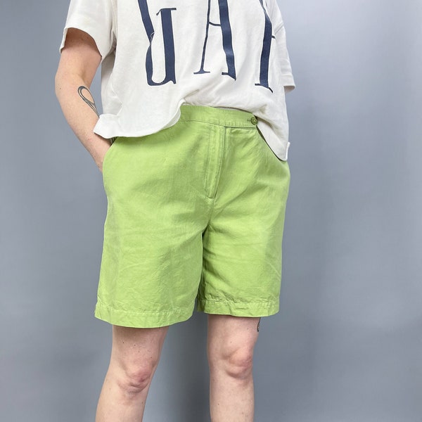 Relaxed Fit Shorts | Vintage 00's Lime Green Women's Shorts |  Preppy Golf Shorts | Size Large 34 Inch Waist