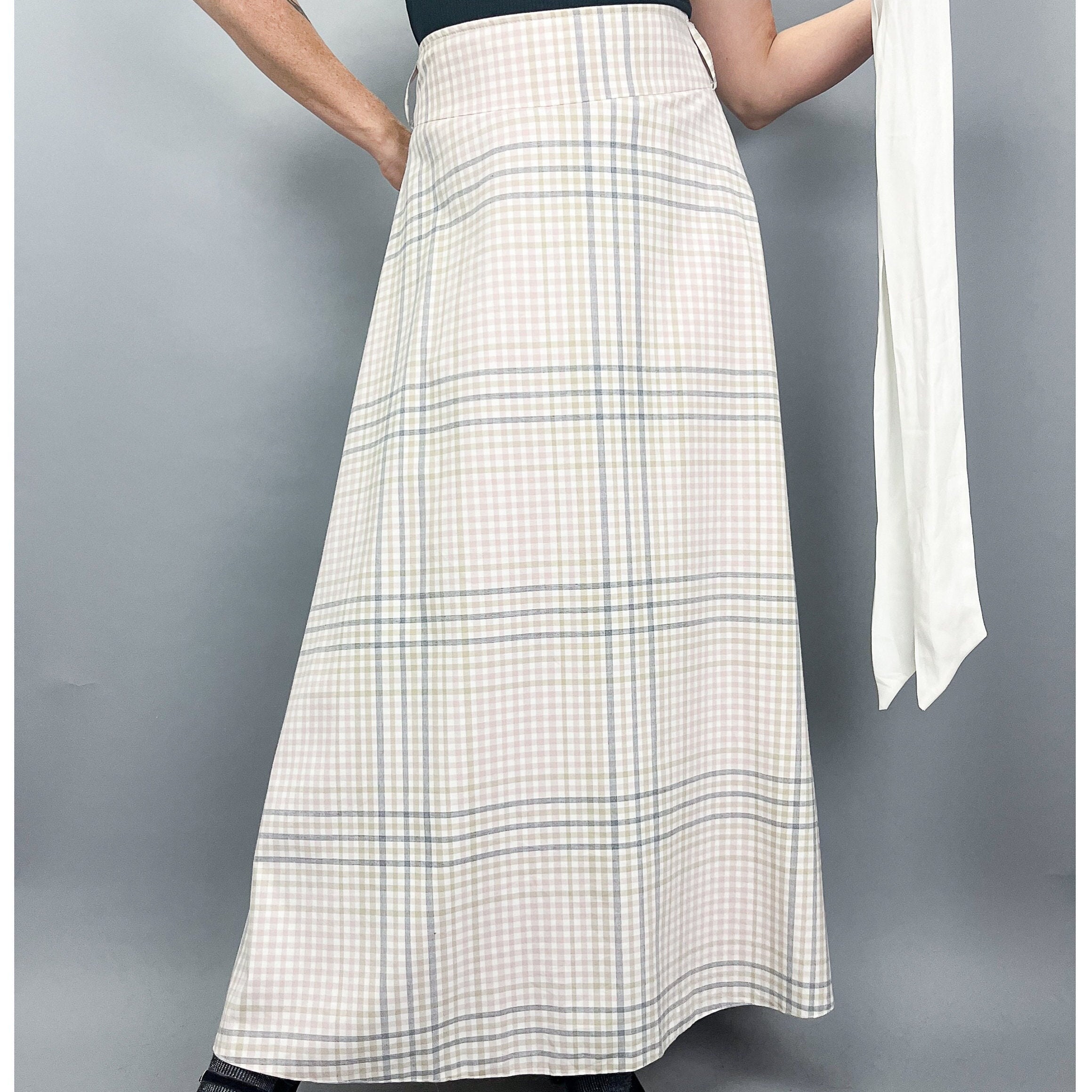 Grey Plaid Skirt Etsy
