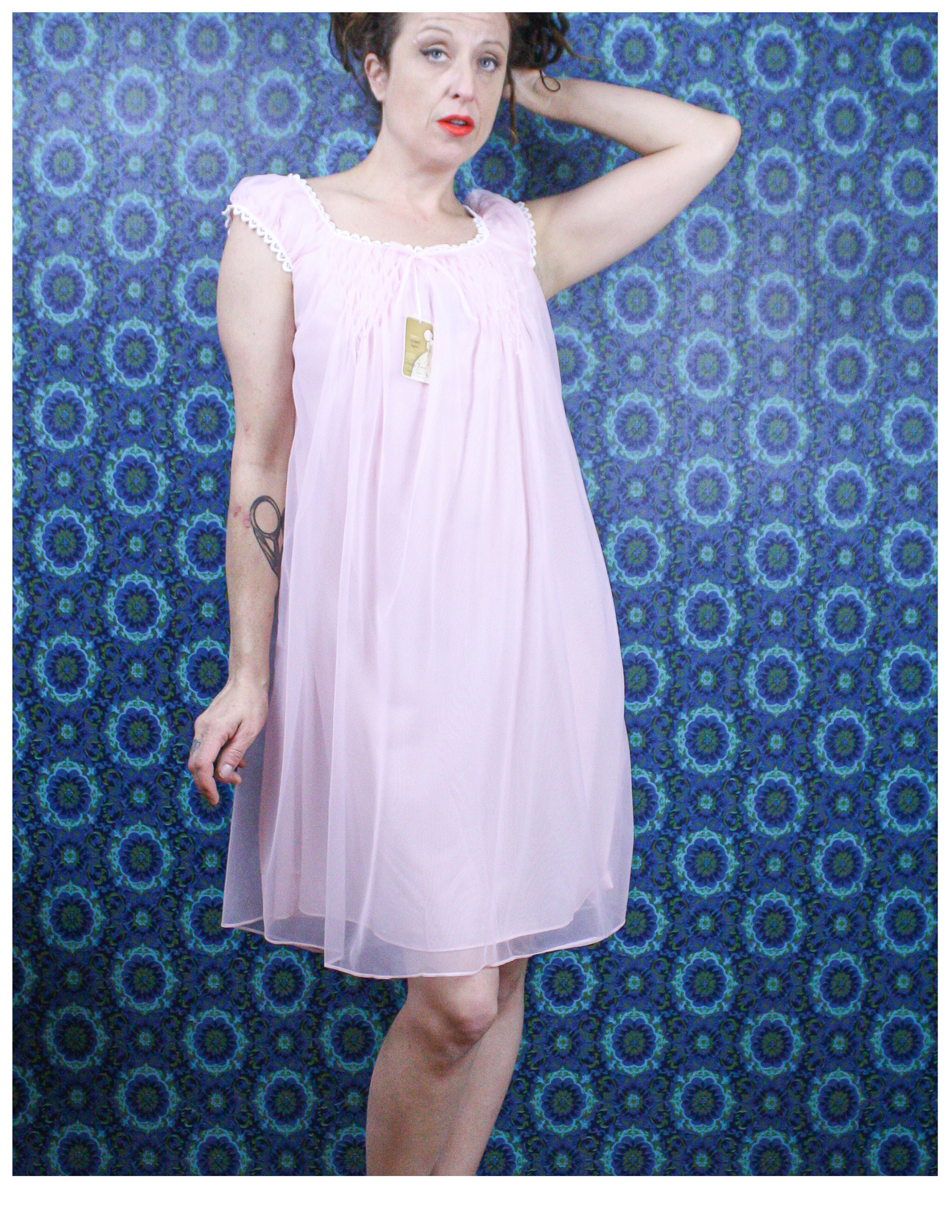60's Pink Babydoll Night Gown NOS Talla Small Etsy