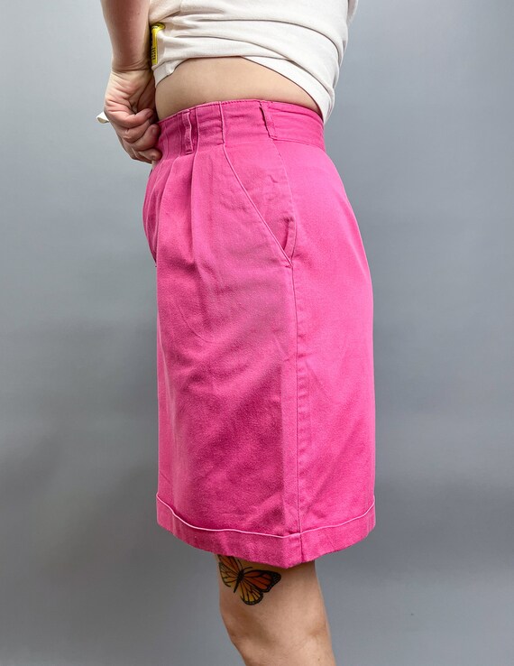 Pink Pleated Shorts | Vintage 80's High Rise Hot … - image 5