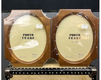 Pair of Picture Frames | Vintage 70's Brown Hardwood Picture Frames | Matching Set of Two | Deadstock NWT