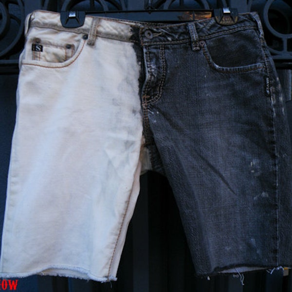 Upcycled 'Silver' Sideways Ombre JEAN SHORTS
