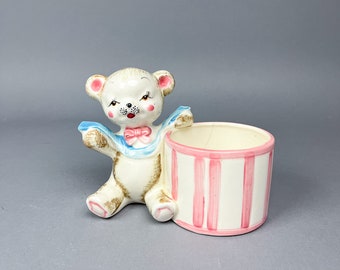 Teddy Bear Planter | Vintage 60's Baby's Nursery Ceramic Indoor Planter by Princess Gifts
