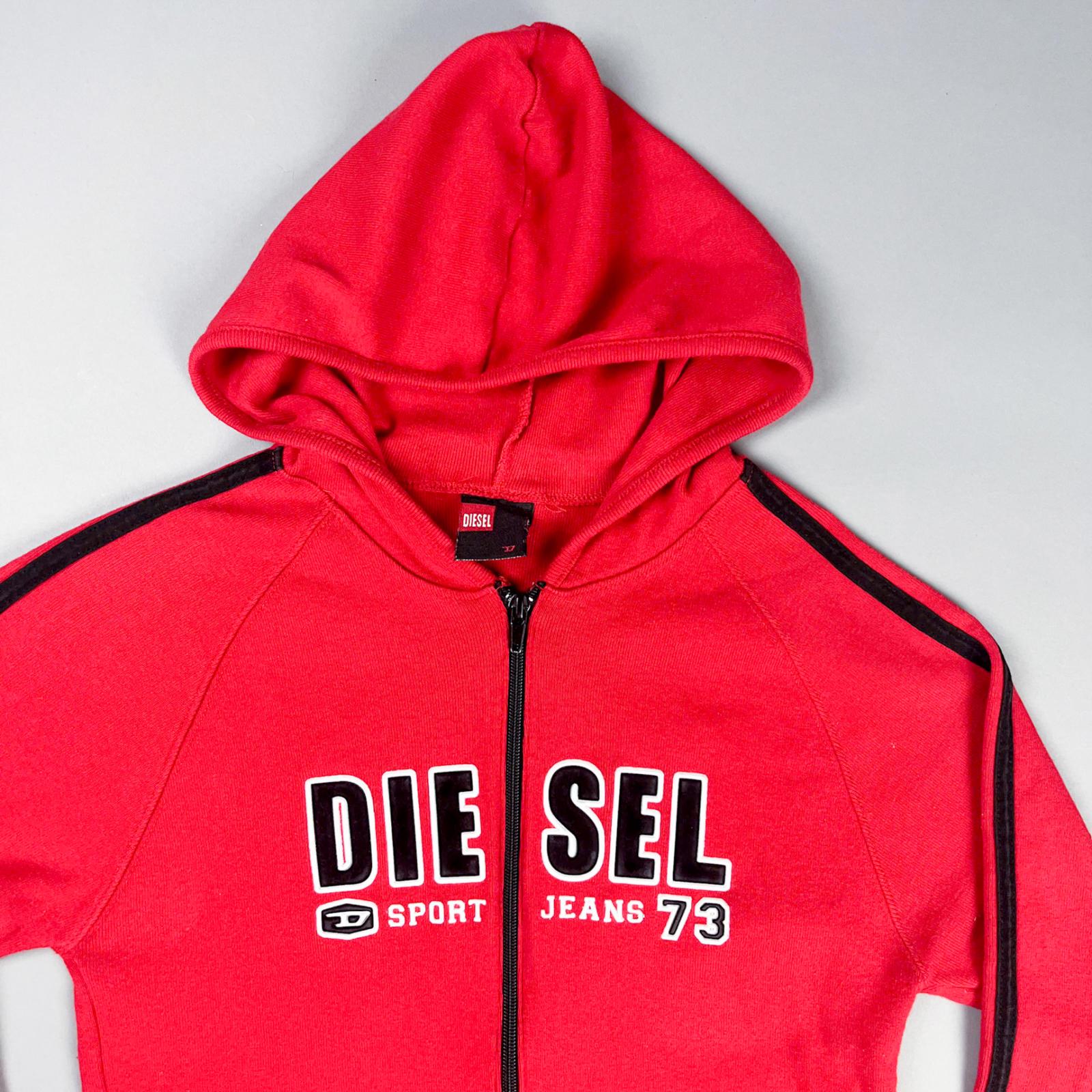 Y2K Diesel Red Zip-up Hoodie With Black Stripe Detail - Etsy