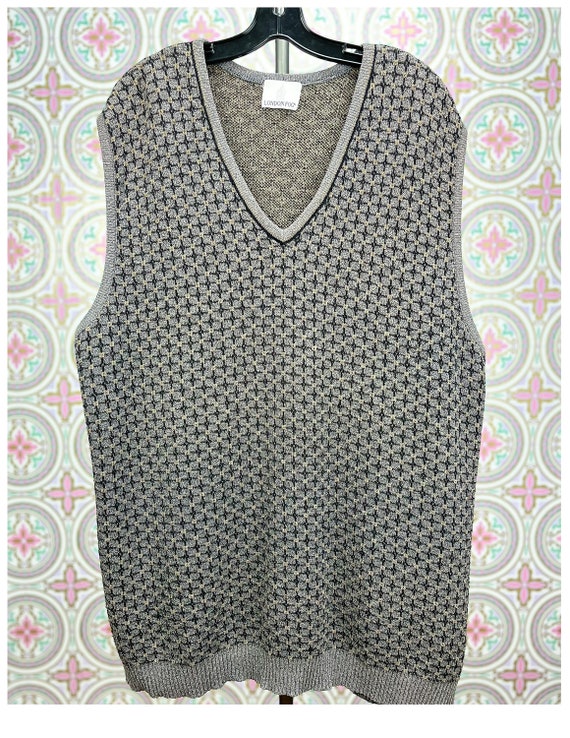 sideshowsam Men's Sweater Vest | 80's Grandpa Vibes Sleevess Sweater by London Fog | Size Extra Large