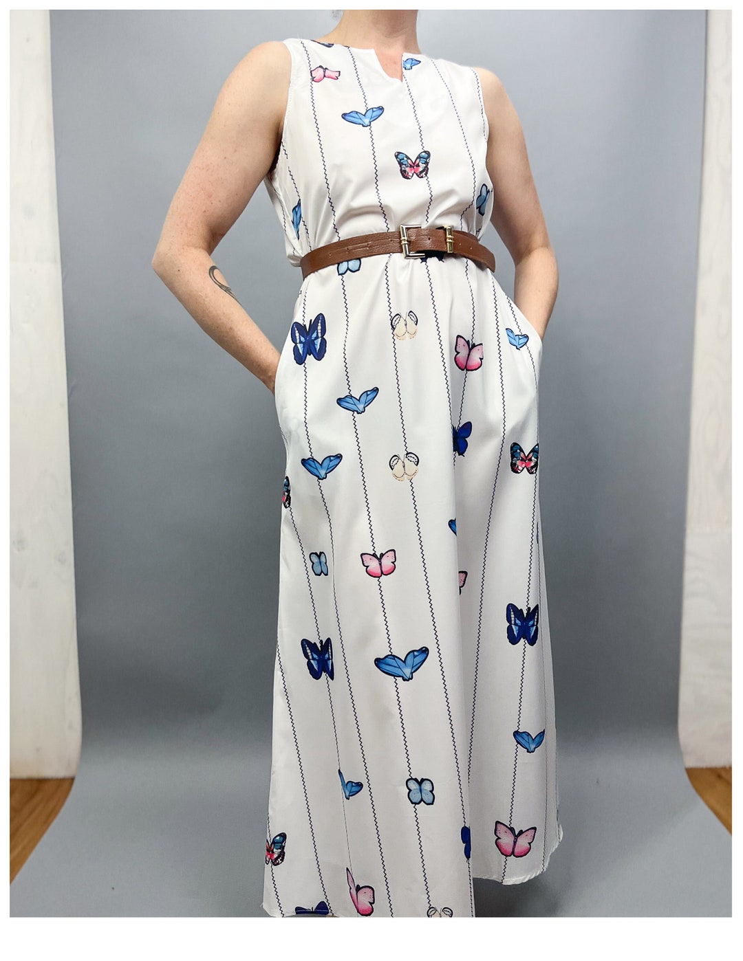 70's Butterfly Nightgown Vintage Butterfly Patterned Etsy Italia