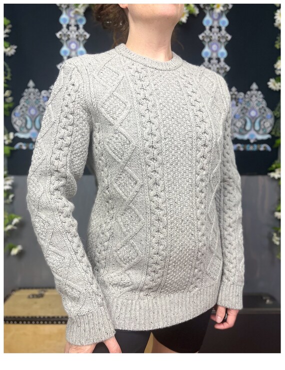 Sweater Vintage Cable Knit Light Grey 