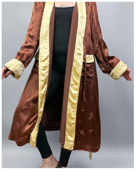 Luxe Men's Robe | Vintage 70's Swanky Brown & Gol… - image 5