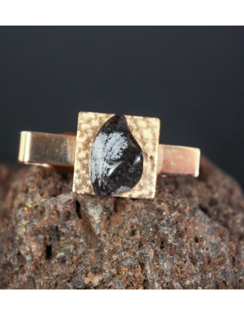 Swanky Men/'s Jewellery 1970/'s Tie Clip Black Obsidian Gold Tone Setting