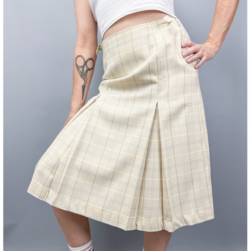 Lincoln Plaid Stitched Down Kick Pleat Skirt main image 0