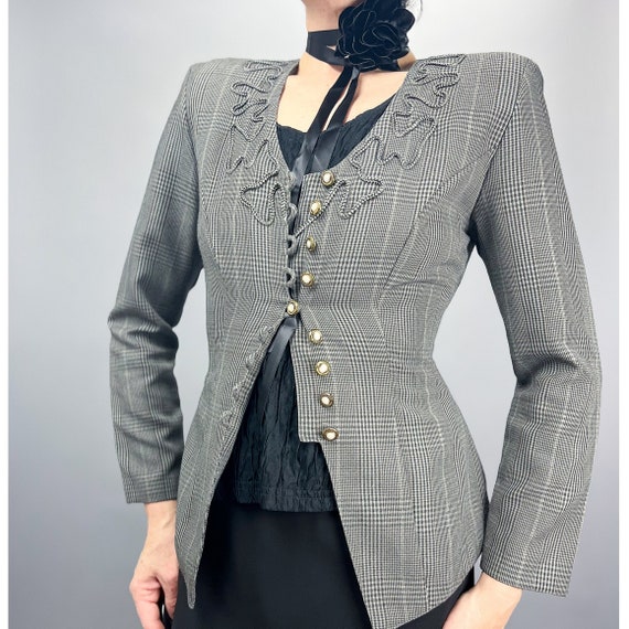 Vintage Tailored Blazer | 90's Grey Tweed Fitted … - image 1