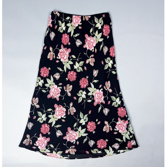 Floral Slip Skirt | Vintage 90's Rose Patterned F… - image 1