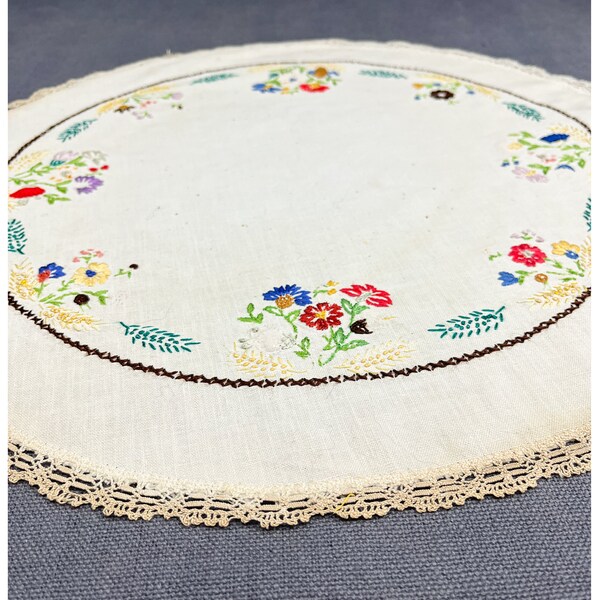 Embroidered Doily Etsy