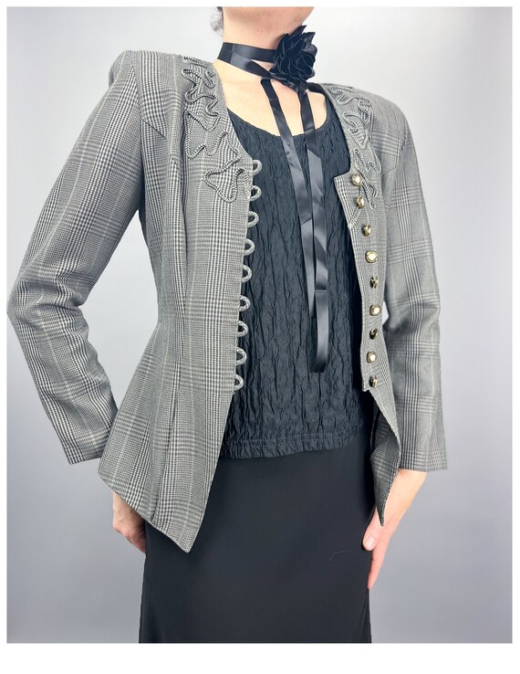 Vintage Tailored Blazer | 90's Grey Tweed Fitted … - image 2