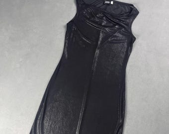 Y2K Sheer Black Bodycon Mini Dress, Sleeveless