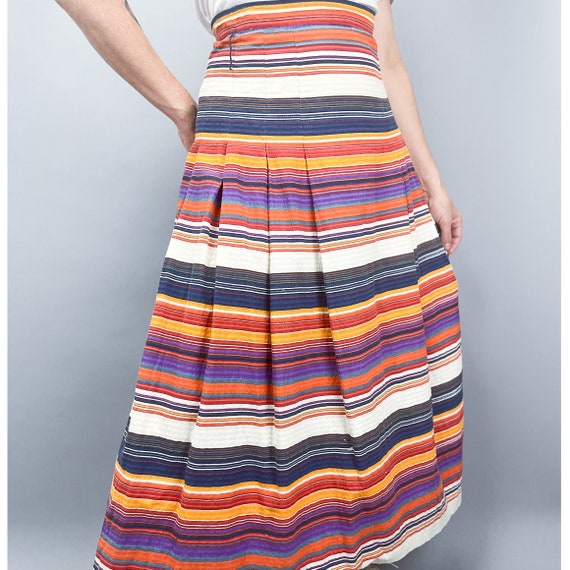 Vintage Striped Skirt | 60's Multi Colored Seer Su