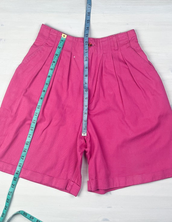 Pink Pleated Shorts | Vintage 80's High Rise Hot … - image 8