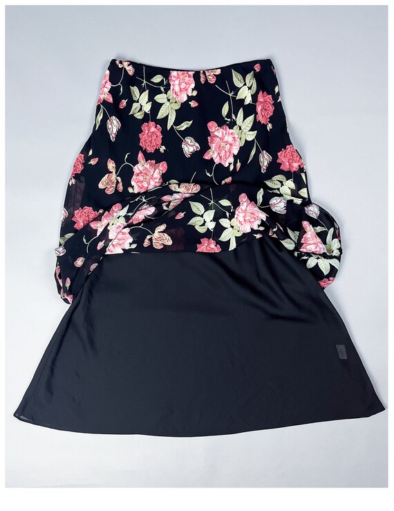 Floral Slip Skirt | Vintage 90's Rose Patterned F… - image 4