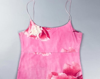 Y2K Pink Floral Spaghetti Strap Camisole Tank Top