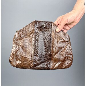 VINTAGE ELAINE SHOP PYTHON TOP HANDLE PURSE BAG