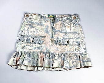 Ruffled Camo Mini Skirt with Multi Pockets, Reworked Cabela's Cargo Pants