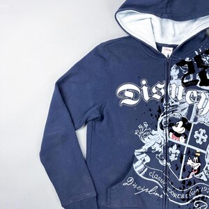 Sudadera con estampado Y2K, sudadera con capucha azul marino con cremallera para mujer de Mickey Mouse de Disney imagen 3