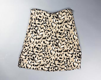 Y2K Black and Beige Leaf Print Mini Skirt by Gap